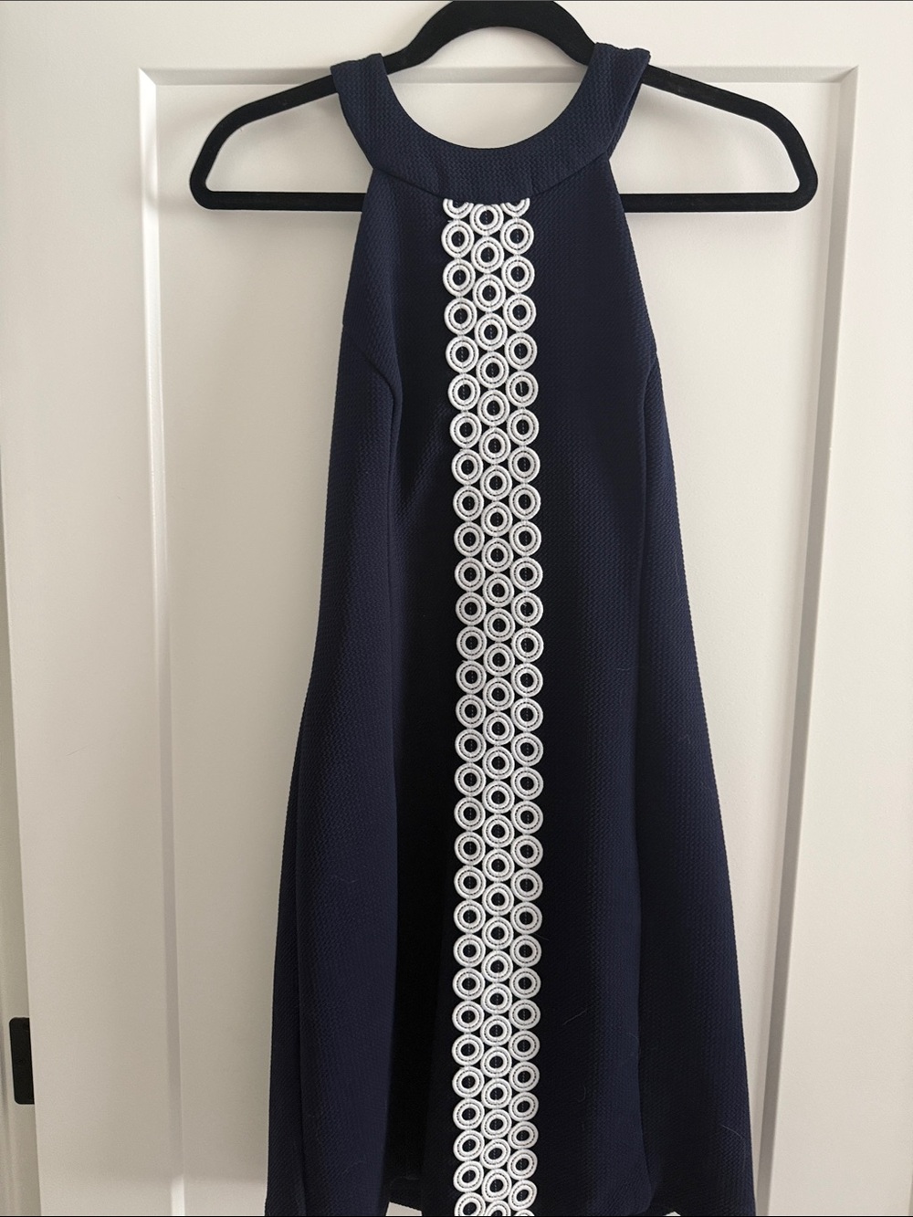 Eliza J Navy Midi Dress with White Trim